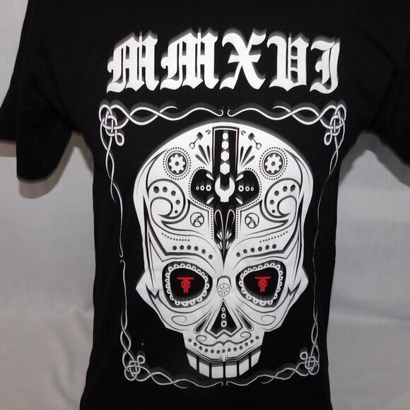 Turner Crate MMXDJ Sugar Skull Black White Graphic T Shirt Mens M - Picture 2 of 6